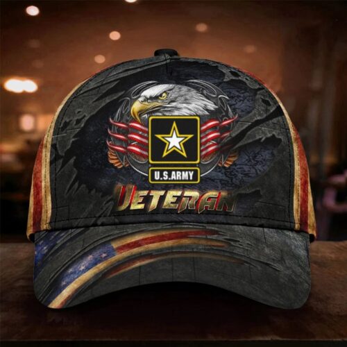 US Air Force Veteran Hat 3D Print Patriotic Eagle American Flag Cap Vintage Army Dad Gift - UXVET13CAP