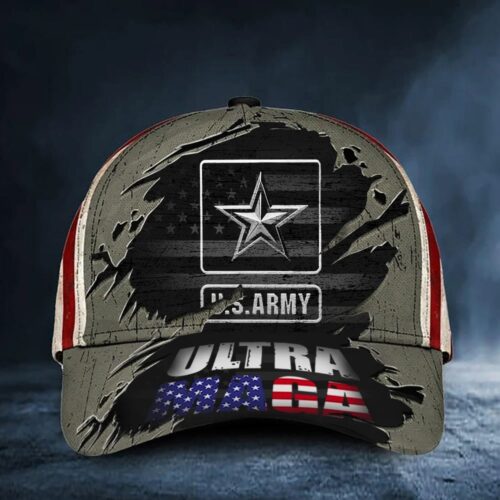 US Army Eagle American Flag Vintage Hat Unique Patriotic Cap Gift For Army Man UXVET02CAP