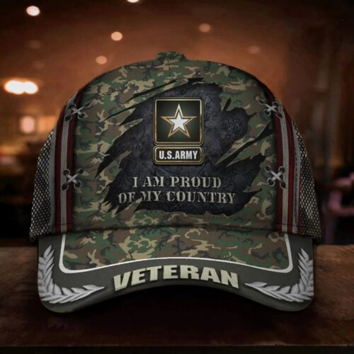 US Navy Veteran I Am Proud Of My Country Hat USN Veteran Patriotic Camo Hats UXVET46CA