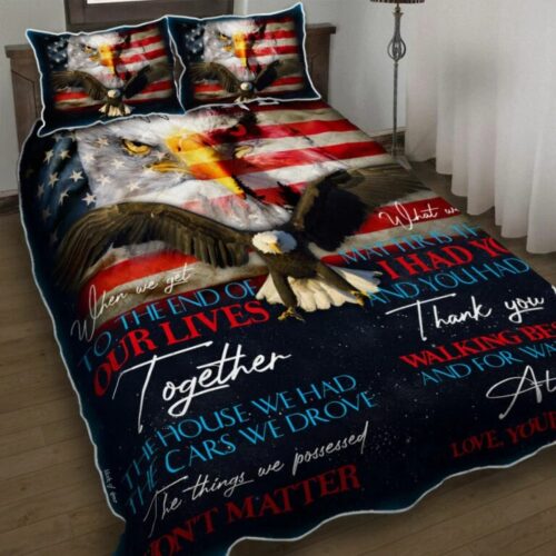 Grumpy Veteran To My Wife. Eagle Quilt Bedding Set