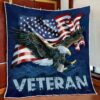 Proud Navy Veteran Eagle Quilt Blanket