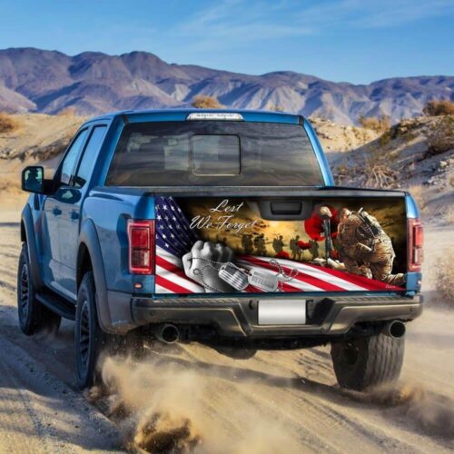 Veteran Lest We Forget Truck Tailgate Decal Sticker Wrap Car Accessories