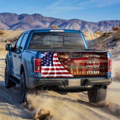 Owe To God And Veteran Truck Tailgate Decal Sticker Wrap Car Accessories