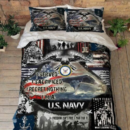 United States Navy Veteran American US Quilt Bedding Set