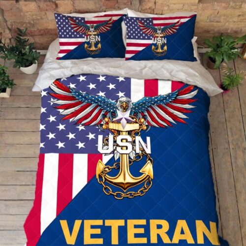 United States Navy Veteran Quilt Bedding Set