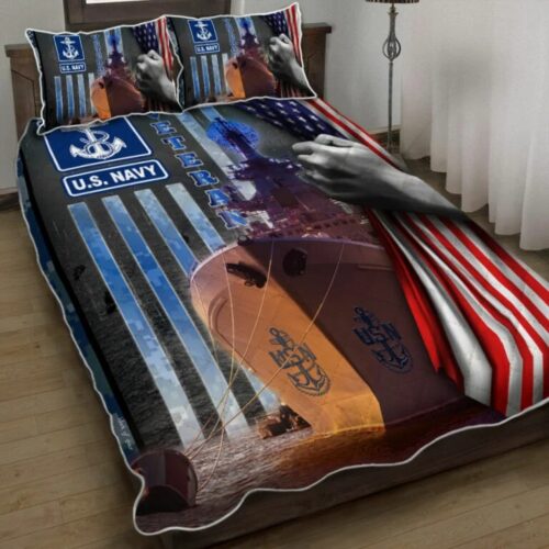 United States Navy Veteran American US Quilt Bedding Set