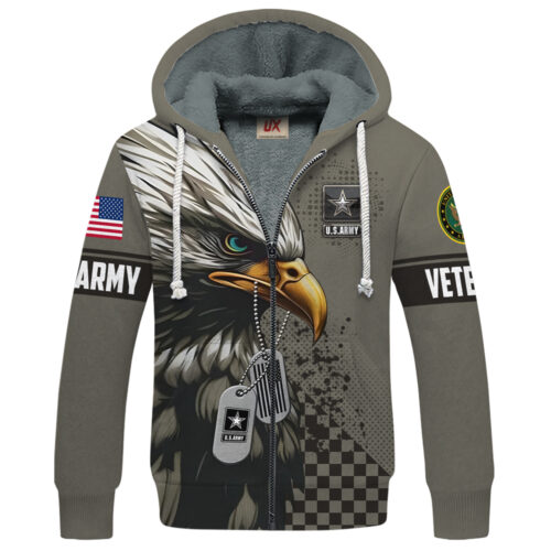 VETERAN UXVET18-AM Premium Heavy Fleece Zip Hoodie