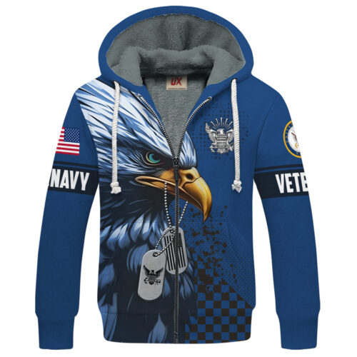 VETERAN UXVET18-NV Premium Heavy Fleece Zip Hoodie