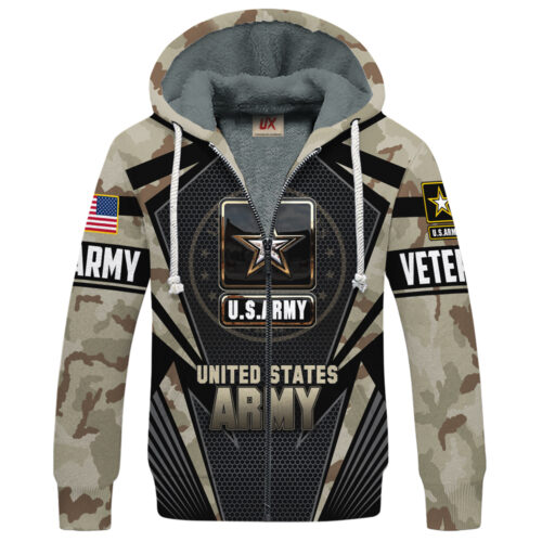 VETERAN UXVET27-AM Premium Heavy Fleece Zip Hoodie