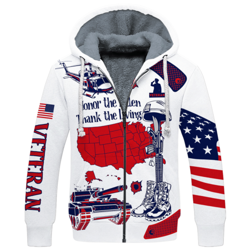 VETERAN HBL-VTR-19 Premium Heavy Fleece Zip Hoodie