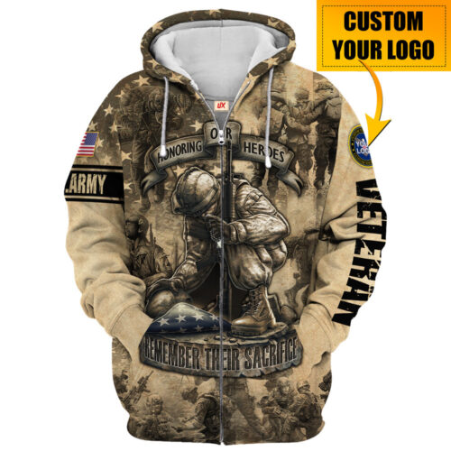 VETERAN HBLVTR66 Premium Microfleece Zip Hoodie