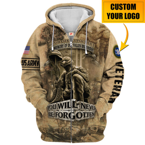 VETERAN HBLVTR67 Premium Microfleece Zip Hoodie