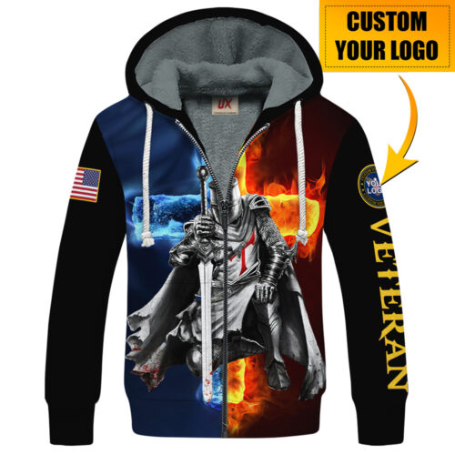 VETERAN UXVET03 Premium Heavy Fleece Zip Hoodie