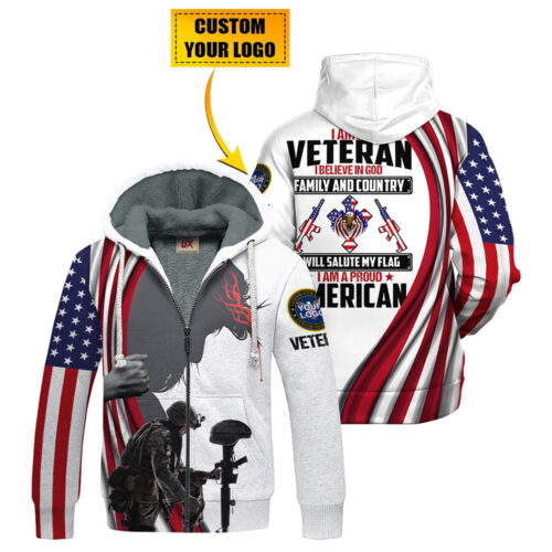 VETERAN UXVET05 Premium Heavy Fleece Zip Hoodie