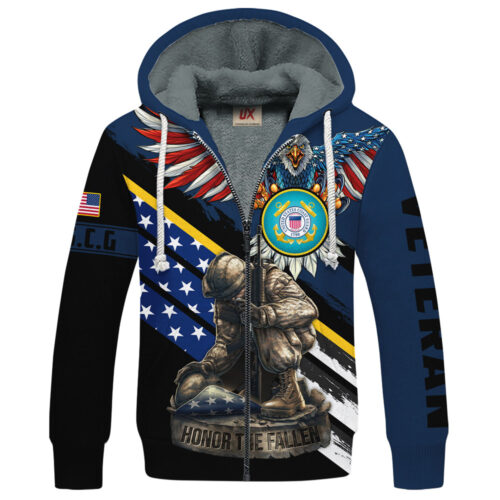 VETERAN UXVET53A-CG Premium Heavy Fleece Zip Hoodie