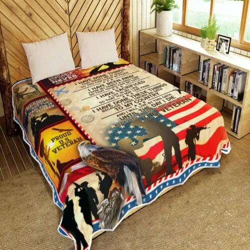 I Have Done Things That Haunt Me At Night. Proud U.S. Veteran Quilt Blanket