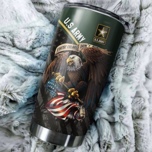 US Veteran Army Green Stainless Steel Tumbler