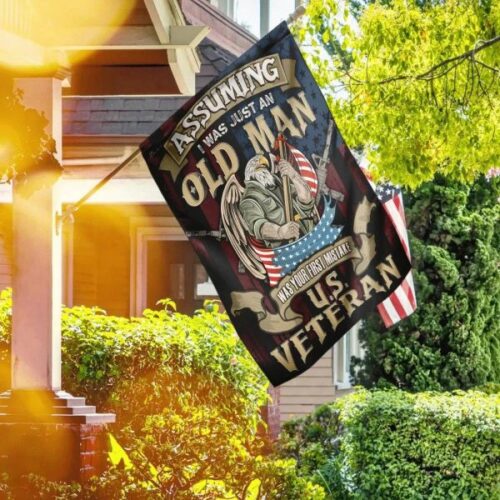 Assuming Just An Old Man First Mistake Proud Grumpy Old Man For Grandpa Veteran Flag