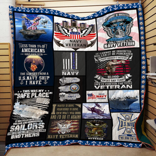 Navy Veteran Quilt Blanket HBLVTRQI01