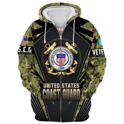 VETERAN UXVET27-CG Premium Microfleece Zip Hoodie