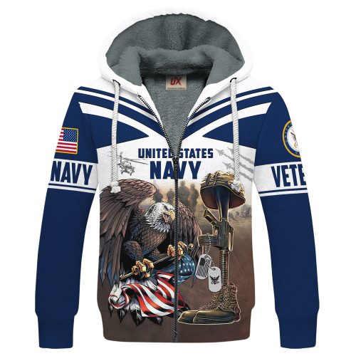 VETERAN UXVET28-NV Premium Heavy Fleece Zip Hoodie