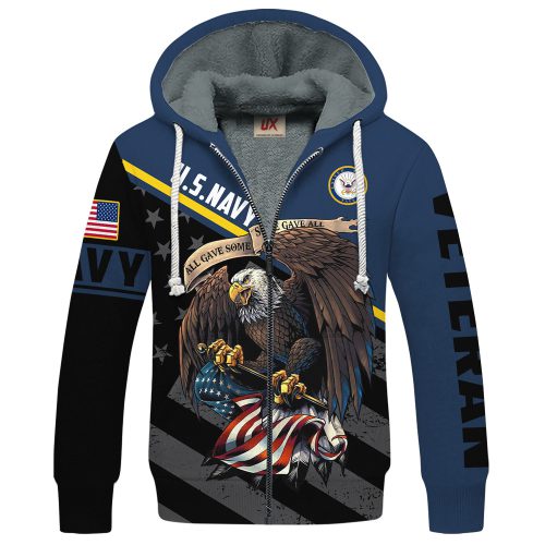 VETERAN UXVET16-NV Premium Heavy Fleece Zip Hoodie