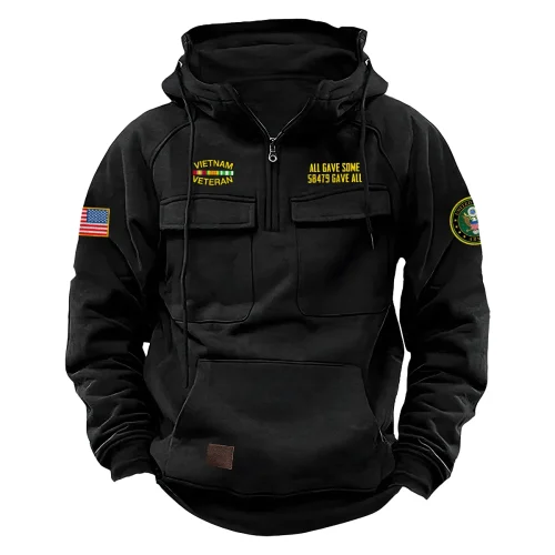 New Release! Personalized Gift Vietnam Veteran U.S. Army Tactical Quarter Zip Hoodie BLVTR230524A03AM