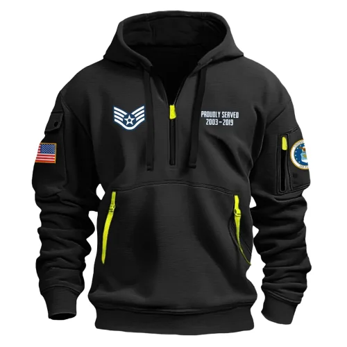 New Release! Personalized Gift E5-SSGT U.S. Air Force Fashion Hoodie Half Zipper BLVTR030624A01AF6