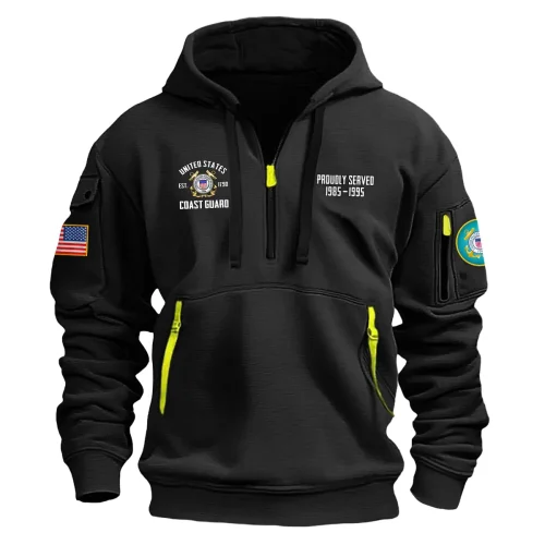 New Release! Personalized Gift U.S. Coast Guard Fashion Hoodie Half Zipper BLVTR140624A03CG