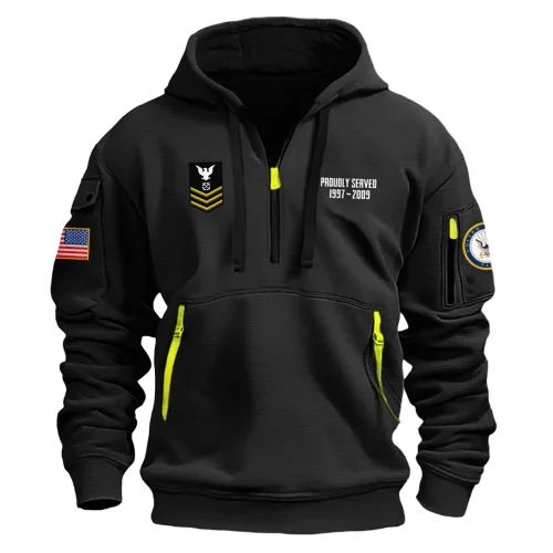 New Release! Personalized Gift Petty Officer 1st Class U.S. Navy Fashion Hoodie Half Zipper BLVTR230524A02NV8