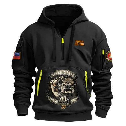 New Release! Personalized Gift U.S. Marine Corps Fashion Hoodie Half Zipper BLVTR270524A01MC1