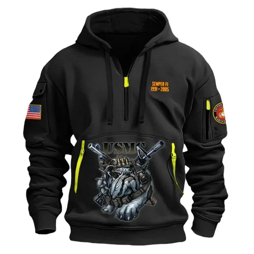 New Release! Personalized Gift U.S. Marine Corps Fashion Hoodie Half Zipper BLVTR270524A01MC2