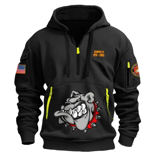 New Release! Personalized Gift U.S. Marine Corps Fashion Hoodie Half Zipper BLVTR270524A01MC6