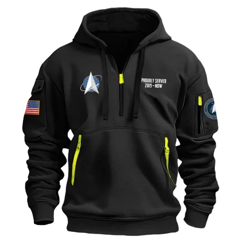 New Release! Personalized Gift U.S. Space Force Fashion Hoodie Half Zipper BLVTR290524A02SF2