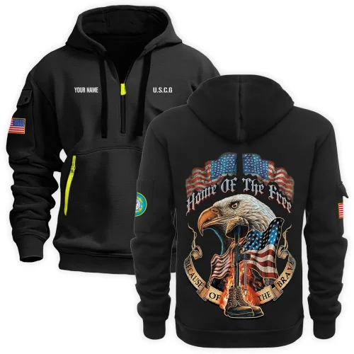 New Release Personalized Name U.S. Marine Corps Veteran Hoodie Half Zipper HBLVTR090424A03MC