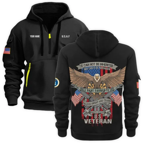 New Release Personalized Name U.S. Marine Corps Veteran Hoodie Half Zipper HBLVTR090424A02MC