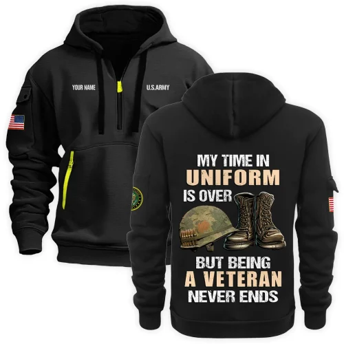 New Release U.S. Army Veteran Hoodie Half Zipper HBLVTR080424A04AM