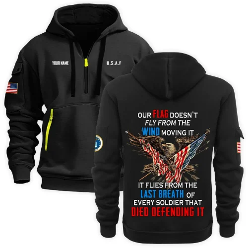 New Release Personalized Name U.S. Air Force Veteran Hoodie Half Zipper HBLVTR090424A01AF