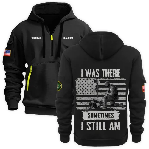 New Release Personalized Name U.S. Army Veteran Hoodie Half Zipper HBLVTR090424A04AM