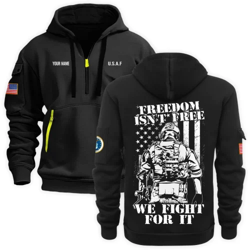 New Release Personalized Name U.S. Air Force Veteran Hoodie Half Zipper HBLVTR090424A05AF