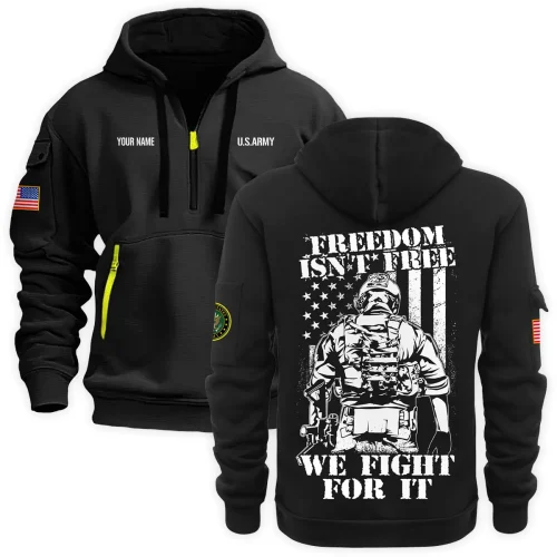 New Release Personalized Name U.S. Army Veteran Hoodie Half Zipper HBLVTR090424A05AM