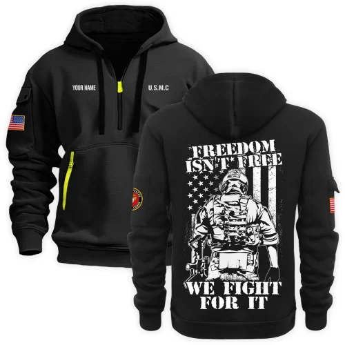 New Release Personalized Name U.S. Marine Corps Veteran Hoodie Half Zipper HBLVTR090424A05MC