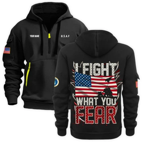 New Release Personalized Name U.S. Air Force Veteran Hoodie Half Zipper HBLVTR090424A06AF