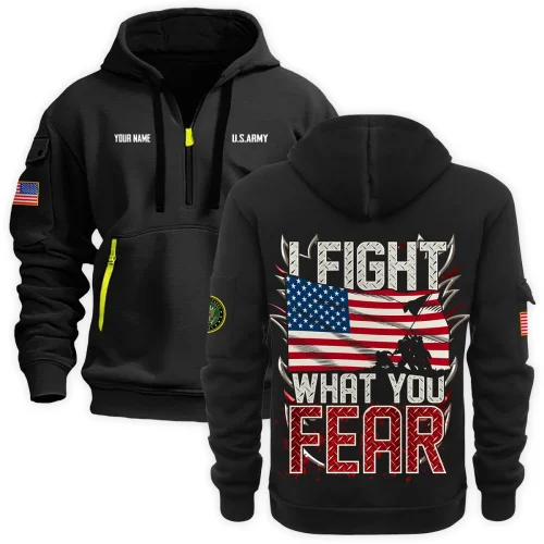 New Release Personalized Name U.S. Army Veteran Hoodie Half Zipper HBLVTR090424A06AM