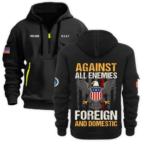 New Release Personalized Name U.S. Air Force Veteran Hoodie Half Zipper HBLVTR100424A01AF