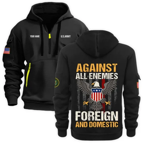 New Release Personalized Name U.S. Army Veteran Hoodie Half Zipper HBLVTR100424A01AM