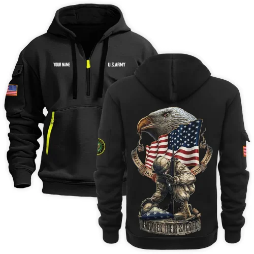 New Release Personalized Name U.S. Army Veteran Hoodie Half Zipper HBLVTR100424A05AM