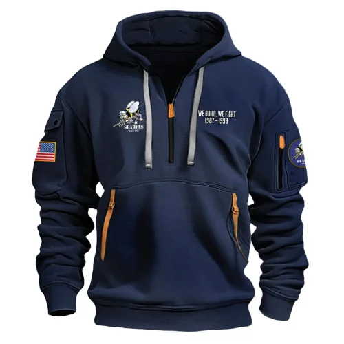 New Release! Personalized Gift U.S. Seabee Fashion Hoodie Half Zipper BLVTR290524A01SB