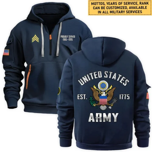 Personalized Gift Proud To Have Served Veteran U.S. Army Fashion Hoodie Half Zipper BLVTR060824A2AM