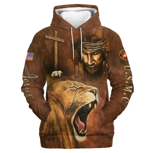 Child Of God Man Of Faith Warrior Of Christ America U.S. Marine Corps All Over Prints BLVTR17924A1MCHD - Hoodie